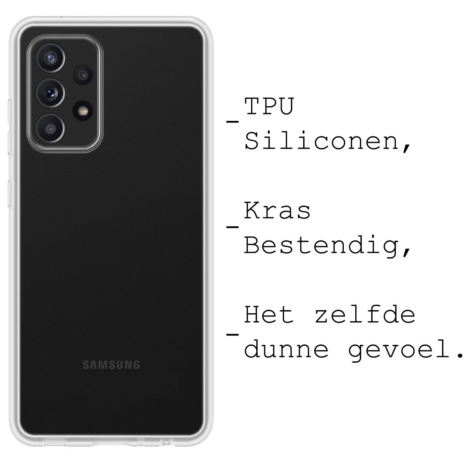 BASEY. Hoes Geschikt voor Samsung A53 Hoesje Siliconen Back Cover Case Met 2x Screenprotector - Hoesje Geschikt voor Samsung Galaxy A53 Hoes Cover Hoesje - Transparant