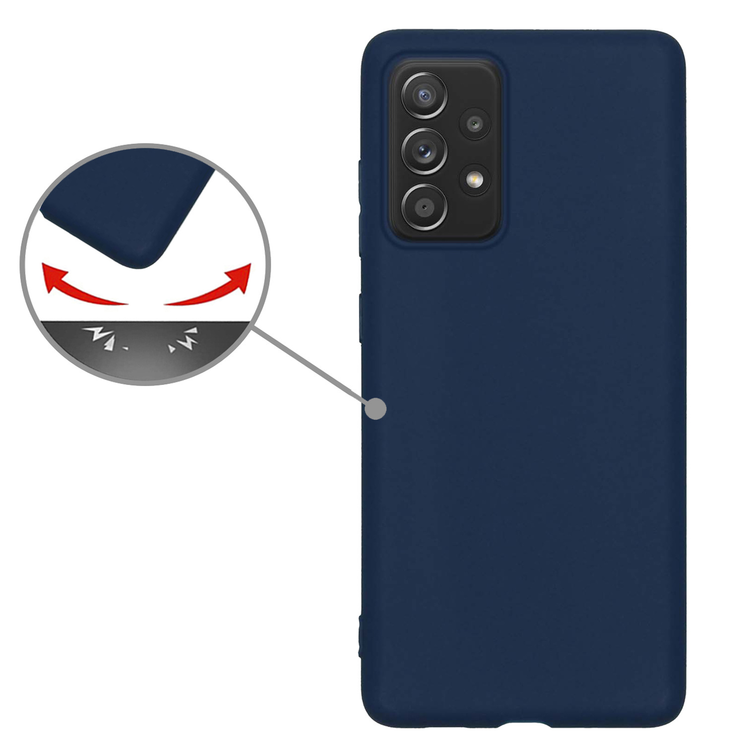 Nomfy Hoesje Geschikt voor Samsung A53 Hoesje Siliconen Cover Case Met 2x Screenprotector - Hoes Geschikt voor Samsung Galaxy A53 Hoes Back Case - Donkerblauw