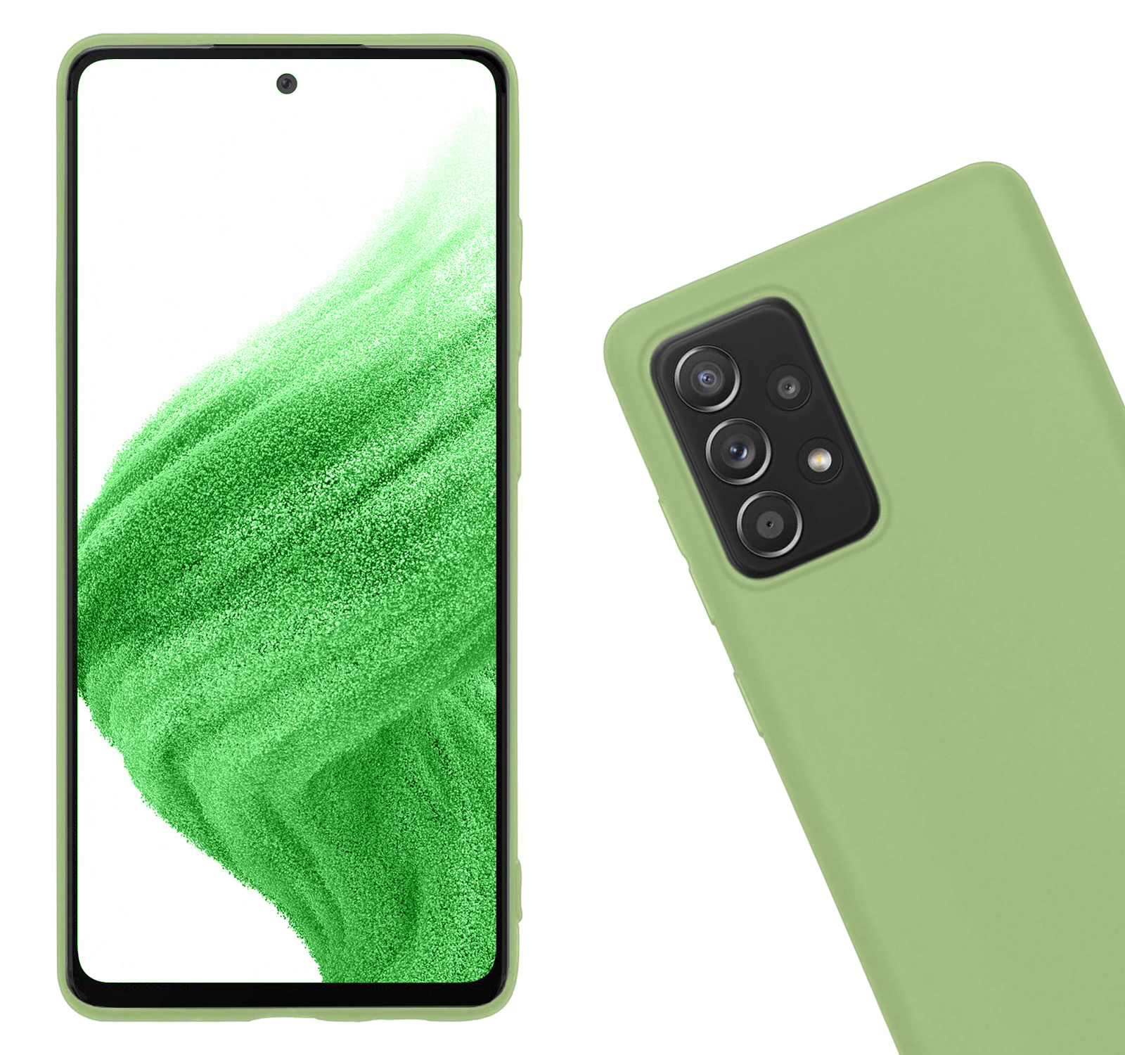 Nomfy Hoesje Geschikt voor Samsung A53 Hoesje Siliconen Cover Case Met 2x Screenprotector - Hoes Geschikt voor Samsung Galaxy A53 Hoes Back Case - Groen