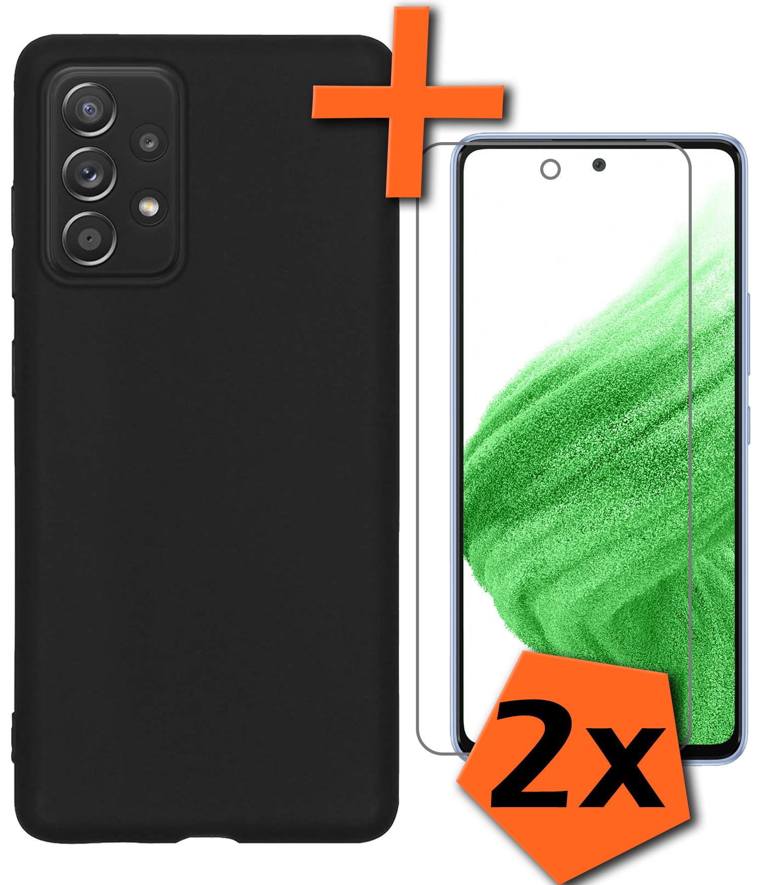 Nomfy Hoesje Geschikt voor Samsung A53 Hoesje Siliconen Cover Case Met 2x Screenprotector - Hoes Geschikt voor Samsung Galaxy A53 Hoes Back Case - Zwart