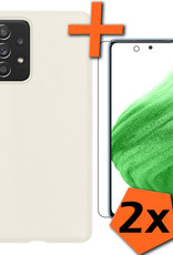 Nomfy Hoesje Geschikt voor Samsung A53 Hoesje Siliconen Cover Case Met 2x Screenprotector - Hoes Geschikt voor Samsung Galaxy A53 Hoes Back Case - Wit