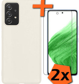 Nomfy Samsung Galaxy A53 Hoesje Siliconen Met 2x Screenprotector - Wit