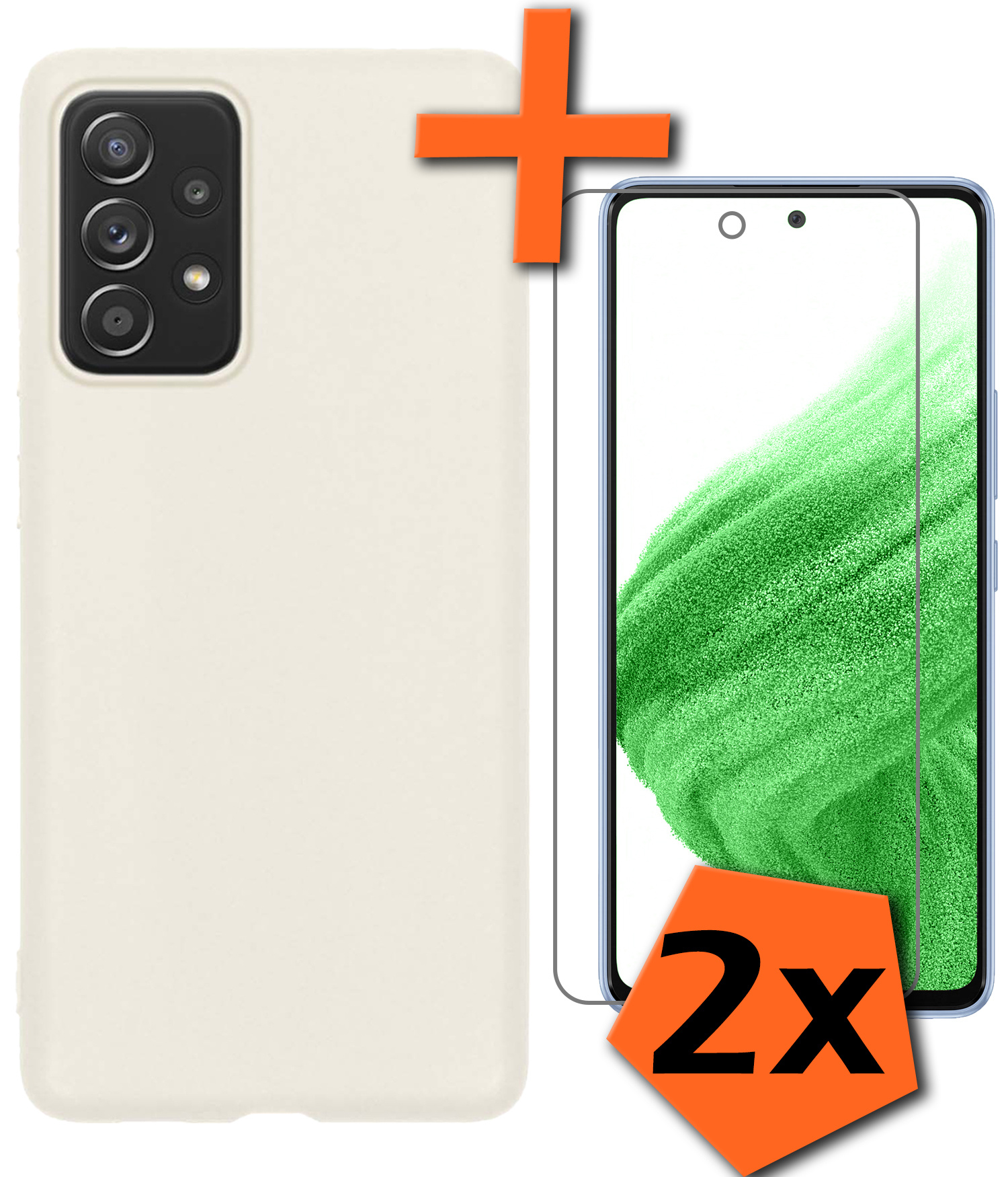 Nomfy Hoesje Geschikt voor Samsung A53 Hoesje Siliconen Cover Case Met 2x Screenprotector - Hoes Geschikt voor Samsung Galaxy A53 Hoes Back Case - Wit