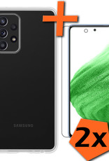 Nomfy Hoesje Geschikt voor Samsung A53 Hoesje Siliconen Cover Case Met 2x Screenprotector - Hoes Geschikt voor Samsung Galaxy A53 Hoes Back Case - Transparant