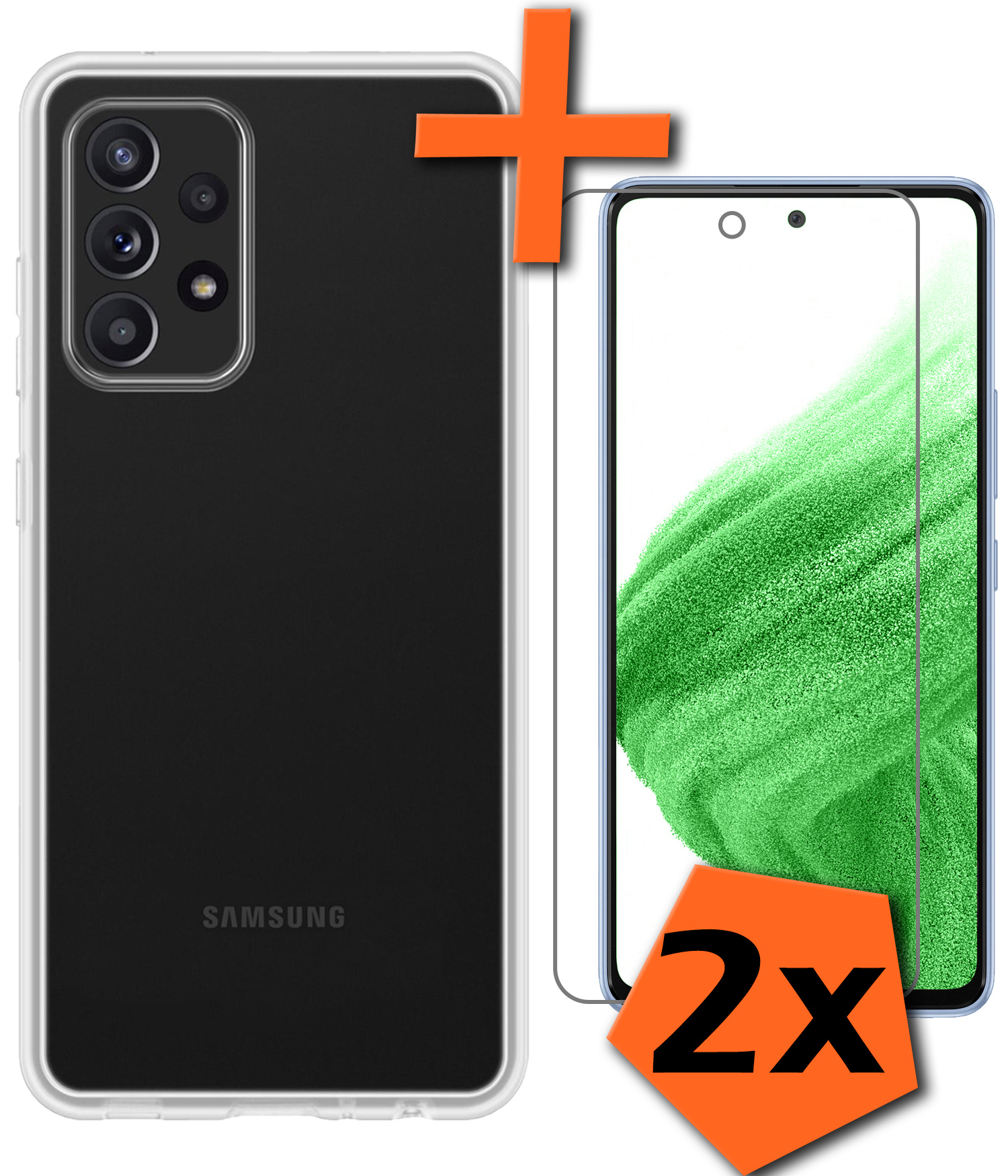 Nomfy Hoesje Geschikt voor Samsung A53 Hoesje Siliconen Cover Case Met 2x Screenprotector - Hoes Geschikt voor Samsung Galaxy A53 Hoes Back Case - Transparant