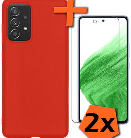 Nomfy Samsung Galaxy A53 Hoesje Siliconen Met 2x Screenprotector - Rood