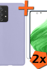Nomfy Hoesje Geschikt voor Samsung A53 Hoesje Siliconen Cover Case Met 2x Screenprotector - Hoes Geschikt voor Samsung Galaxy A53 Hoes Back Case - Lila