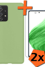 Nomfy Hoesje Geschikt voor Samsung A53 Hoesje Siliconen Cover Case Met 2x Screenprotector - Hoes Geschikt voor Samsung Galaxy A53 Hoes Back Case - Groen