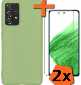 Nomfy Nomfy Samsung Galaxy A53 Hoesje Siliconen Met 2x Screenprotector - Groen