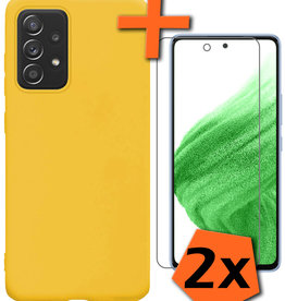 Nomfy Nomfy Samsung Galaxy A53 Hoesje Siliconen Met 2x Screenprotector - Geel
