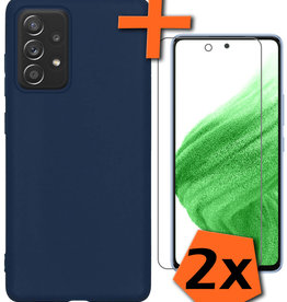 Nomfy Samsung Galaxy A53 Hoesje Siliconen Met 2x Screenprotector - Donkerblauw