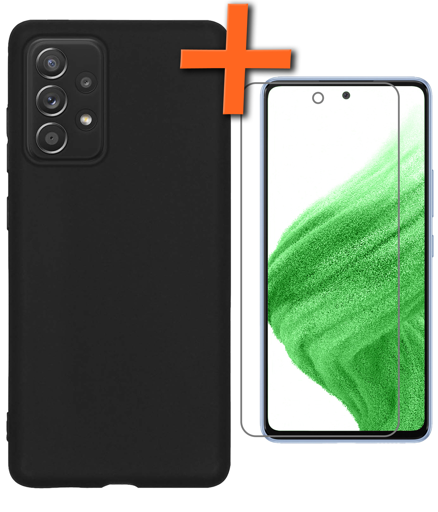 Nomfy Hoesje Geschikt voor Samsung A53 Hoesje Siliconen Cover Case Met Screenprotector - Hoes Geschikt voor Samsung Galaxy A53 Hoes Back Case - Zwart