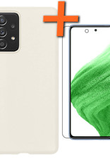 Nomfy Hoesje Geschikt voor Samsung A53 Hoesje Siliconen Cover Case Met Screenprotector - Hoes Geschikt voor Samsung Galaxy A53 Hoes Back Case - Wit