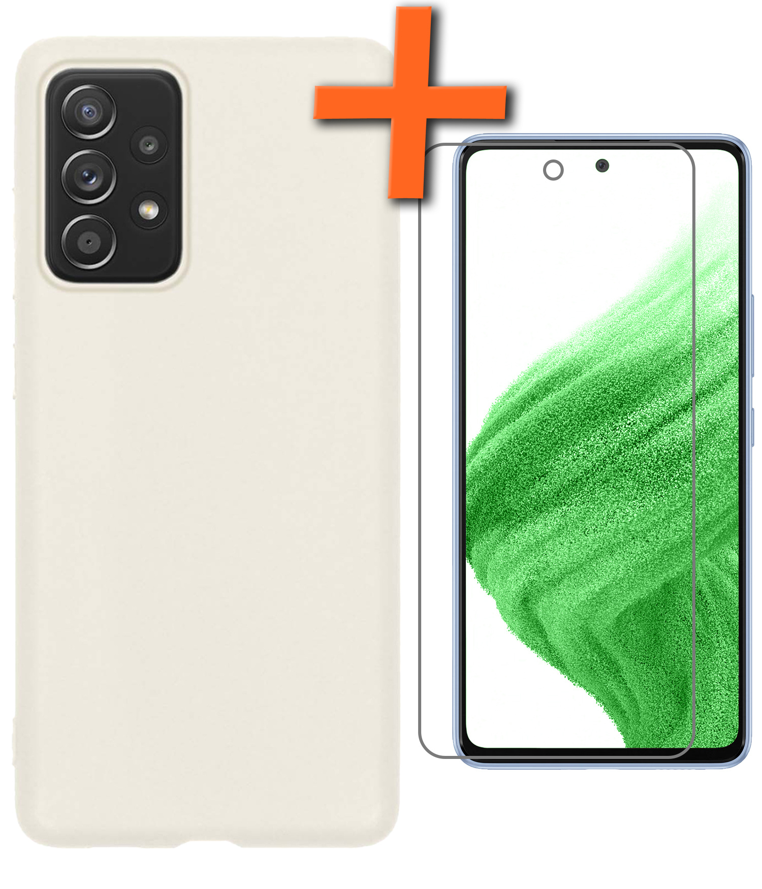 Nomfy Hoesje Geschikt voor Samsung A53 Hoesje Siliconen Cover Case Met Screenprotector - Hoes Geschikt voor Samsung Galaxy A53 Hoes Back Case - Wit