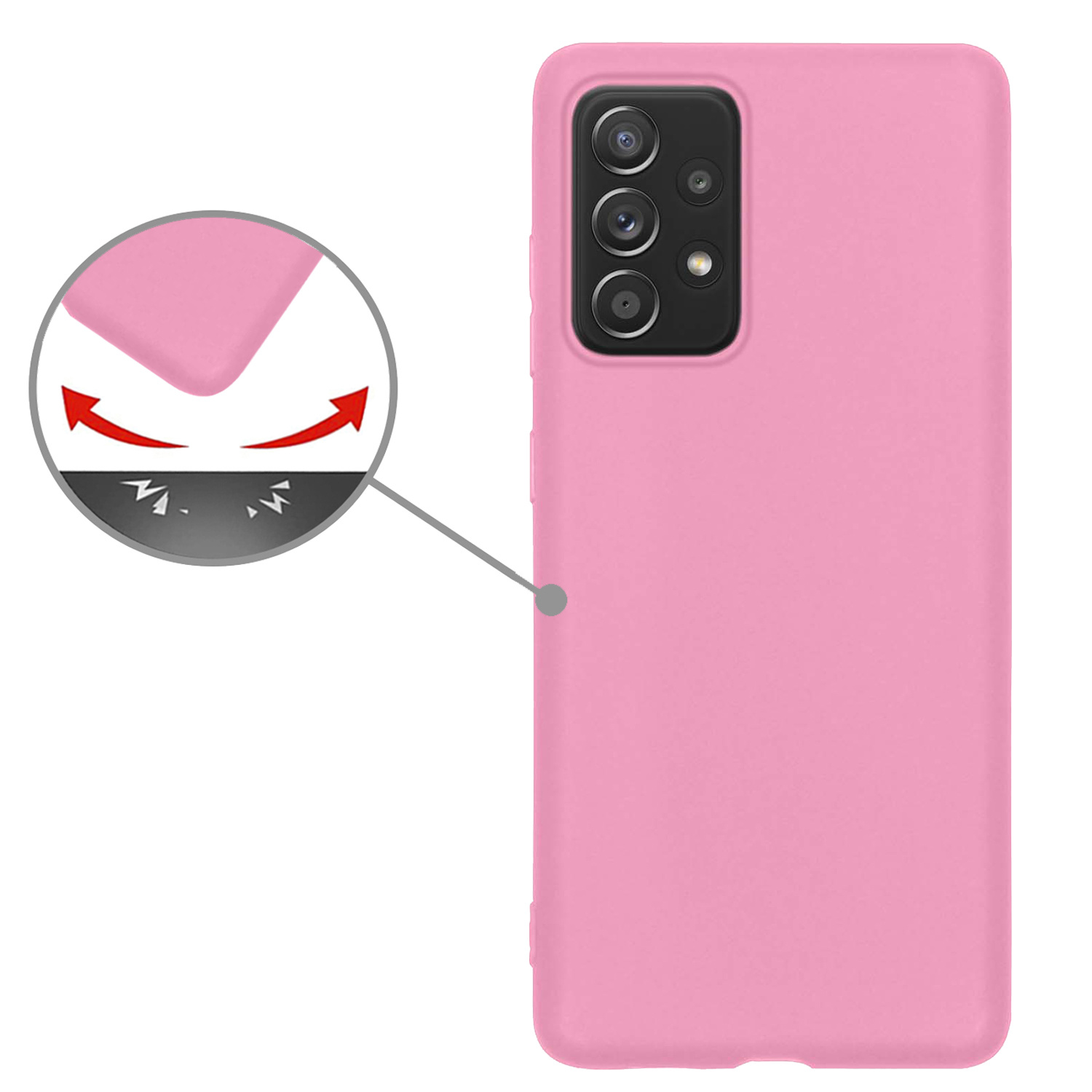 Nomfy Hoesje Geschikt voor Samsung A53 Hoesje Siliconen Cover Case Met 2x Screenprotector - Hoes Geschikt voor Samsung Galaxy A53 Hoes Back Case - Lichtroze