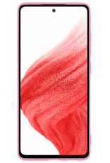 Hoes Geschikt voor Samsung A53 Hoesje Siliconen Back Cover Case Met Screenprotector - Hoesje Geschikt voor Samsung Galaxy A53 Hoes Cover Hoesje - Lichtroze