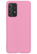 BASEY. Hoes Geschikt voor Samsung A53 Hoesje Siliconen Back Cover Case Met Screenprotector - Hoesje Geschikt voor Samsung Galaxy A53 Hoes Cover Hoesje - Lichtroze