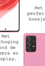 BASEY. Hoes Geschikt voor Samsung A53 Hoesje Siliconen Back Cover Case Met Screenprotector - Hoesje Geschikt voor Samsung Galaxy A53 Hoes Cover Hoesje - Lichtroze