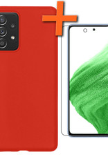 Nomfy Hoesje Geschikt voor Samsung A53 Hoesje Siliconen Cover Case Met Screenprotector - Hoes Geschikt voor Samsung Galaxy A53 Hoes Back Case - Rood