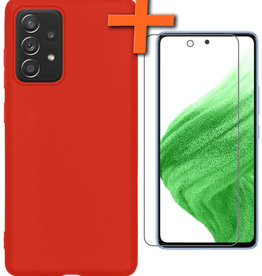 Nomfy Samsung Galaxy A53 Hoesje Siliconen Met Screenprotector - Rood