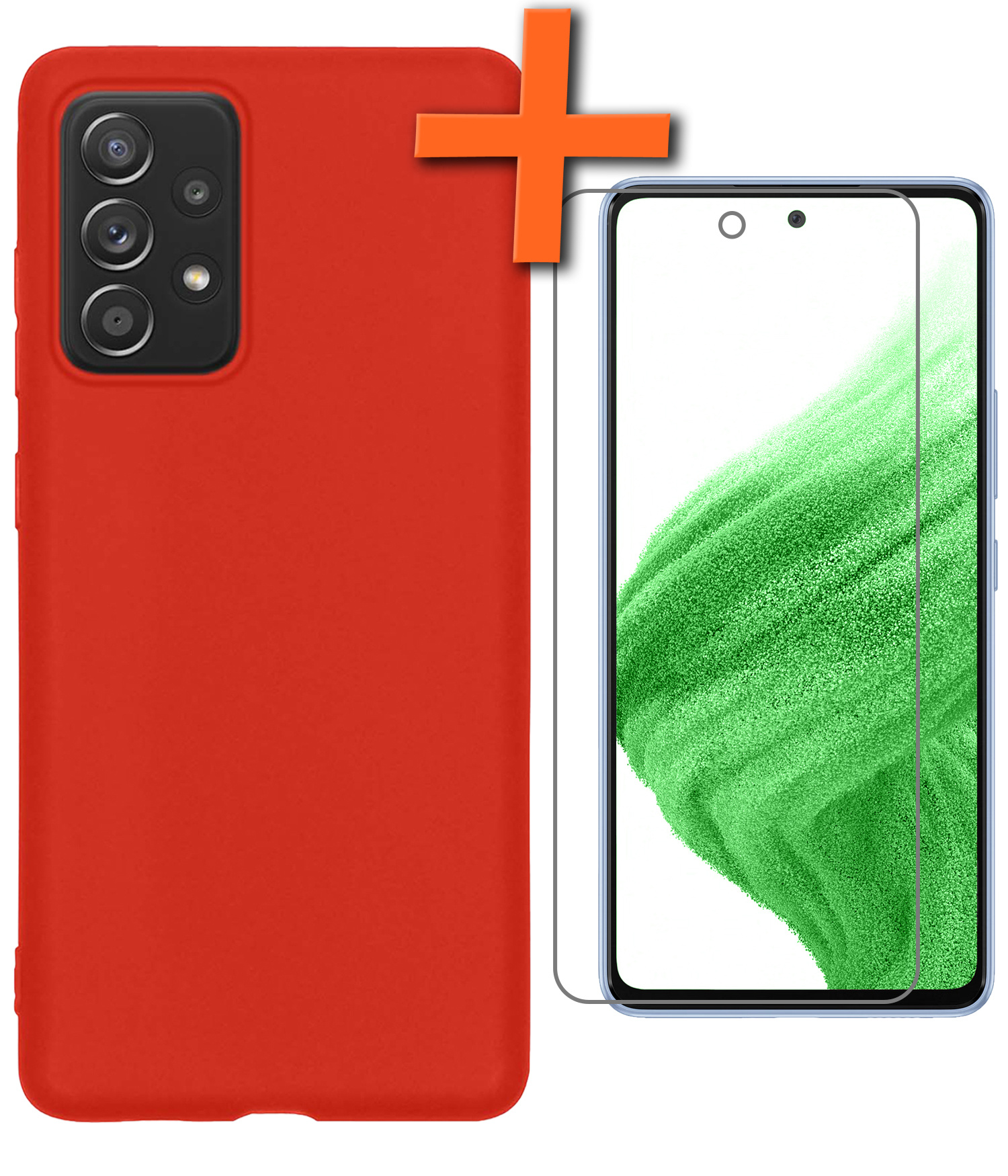 Nomfy Hoesje Geschikt voor Samsung A53 Hoesje Siliconen Cover Case Met Screenprotector - Hoes Geschikt voor Samsung Galaxy A53 Hoes Back Case - Rood