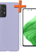 Nomfy Hoesje Geschikt voor Samsung A53 Hoesje Siliconen Cover Case Met Screenprotector - Hoes Geschikt voor Samsung Galaxy A53 Hoes Back Case - Lila