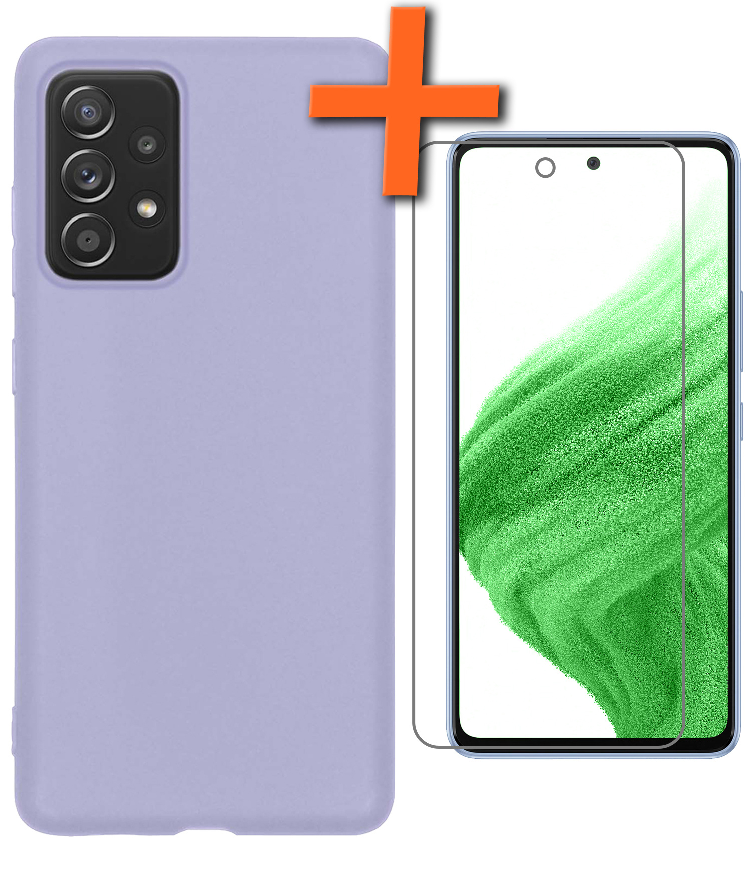 Nomfy Hoesje Geschikt voor Samsung A53 Hoesje Siliconen Cover Case Met Screenprotector - Hoes Geschikt voor Samsung Galaxy A53 Hoes Back Case - Lila