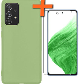 Nomfy Samsung Galaxy A53 Hoesje Siliconen Met Screenprotector - Groen
