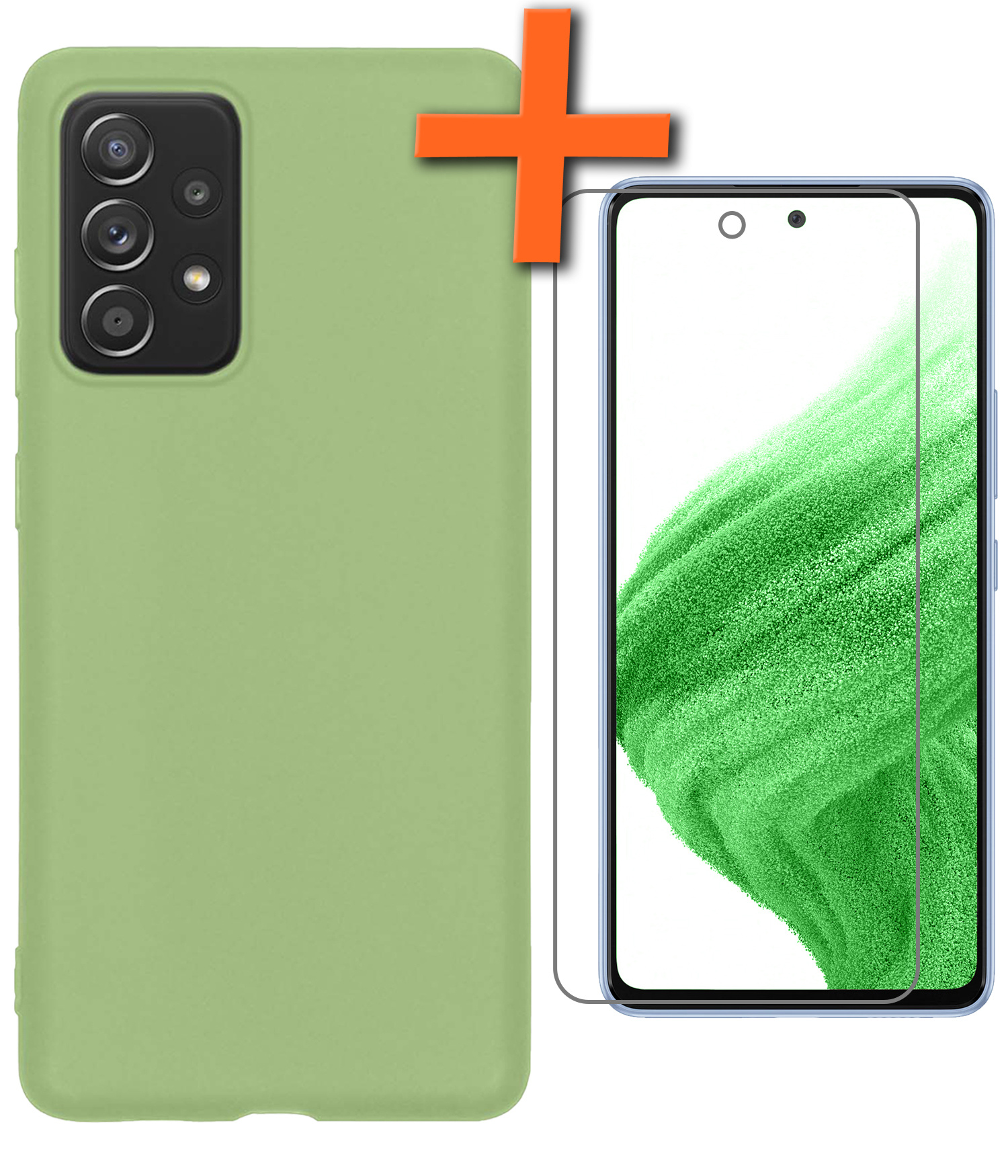 Nomfy Hoesje Geschikt voor Samsung A53 Hoesje Siliconen Cover Case Met Screenprotector - Hoes Geschikt voor Samsung Galaxy A53 Hoes Back Case - Groen