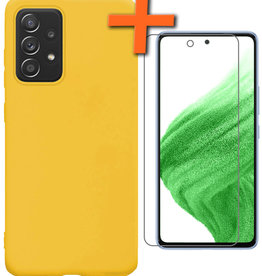 Nomfy Nomfy Samsung Galaxy A53 Hoesje Siliconen Met Screenprotector - Geel