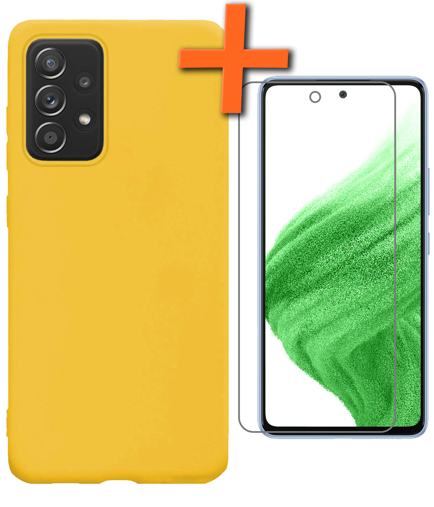 Nomfy Hoesje Geschikt voor Samsung A53 Hoesje Siliconen Cover Case Met Screenprotector - Hoes Geschikt voor Samsung Galaxy A53 Hoes Back Case - Geel