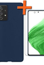 Nomfy Hoesje Geschikt voor Samsung A53 Hoesje Siliconen Cover Case Met Screenprotector - Hoes Geschikt voor Samsung Galaxy A53 Hoes Back Case - Donkerblauw