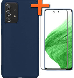 Nomfy Nomfy Samsung Galaxy A53 Hoesje Siliconen Met Screenprotector - Donkerblauw