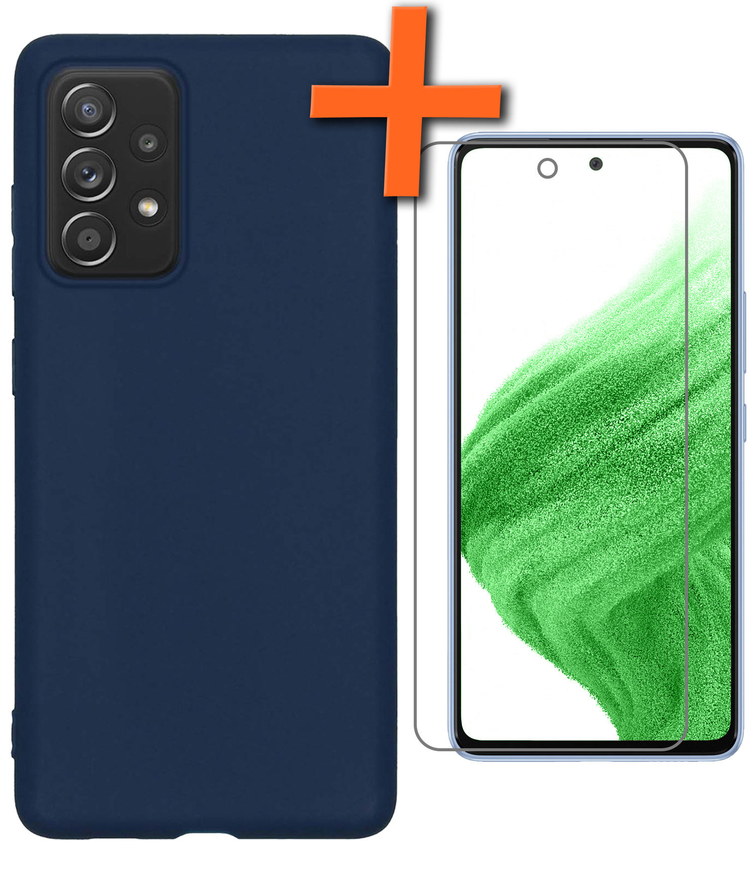 Nomfy Hoesje Geschikt voor Samsung A53 Hoesje Siliconen Cover Case Met Screenprotector - Hoes Geschikt voor Samsung Galaxy A53 Hoes Back Case - Donkerblauw