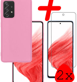 BASEY. BASEY. Samsung Galaxy A53 Hoesje Siliconen Met 2x Screenprotector - Lichtroze