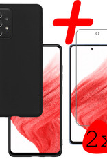 Samsung Galaxy A53 Hoesje Siliconen Met 2x Screenprotector - Samsung Galaxy A53 Case Hoes Met 2x Screenprotector - Zwart