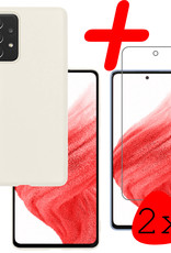 BASEY. Hoes Geschikt voor Samsung A53 Hoesje Siliconen Back Cover Case Met 2x Screenprotector - Hoesje Geschikt voor Samsung Galaxy A53 Hoes Cover Hoesje - Wit