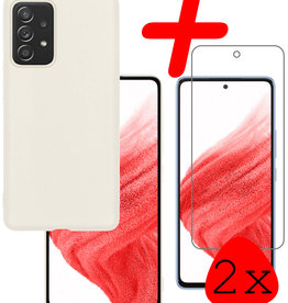 BASEY. Samsung Galaxy A53 Hoesje Siliconen Met 2x Screenprotector - Wit