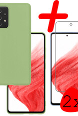 BASEY. Hoes Geschikt voor Samsung A53 Hoesje Siliconen Back Cover Case Met 2x Screenprotector - Hoesje Geschikt voor Samsung Galaxy A53 Hoes Cover Hoesje - Groen