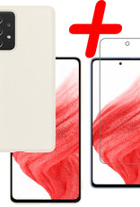 BASEY. Hoes Geschikt voor Samsung A53 Hoesje Siliconen Back Cover Case Met Screenprotector - Hoesje Geschikt voor Samsung Galaxy A53 Hoes Cover Hoesje - Wit