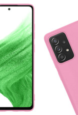 Nomfy Hoesje Geschikt voor Samsung A53 Hoesje Siliconen Cover Case Met Screenprotector - Hoes Geschikt voor Samsung Galaxy A53 Hoes Back Case - Lichtroze