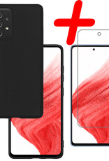 BASEY. Hoes Geschikt voor Samsung A53 Hoesje Siliconen Back Cover Case Met Screenprotector - Hoesje Geschikt voor Samsung Galaxy A53 Hoes Cover Hoesje - Zwart