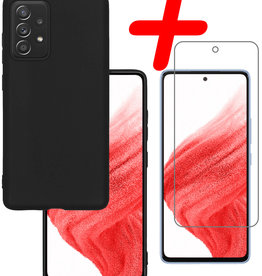 BASEY. BASEY. Samsung Galaxy A53 Hoesje Siliconen Met Screenprotector - Zwart