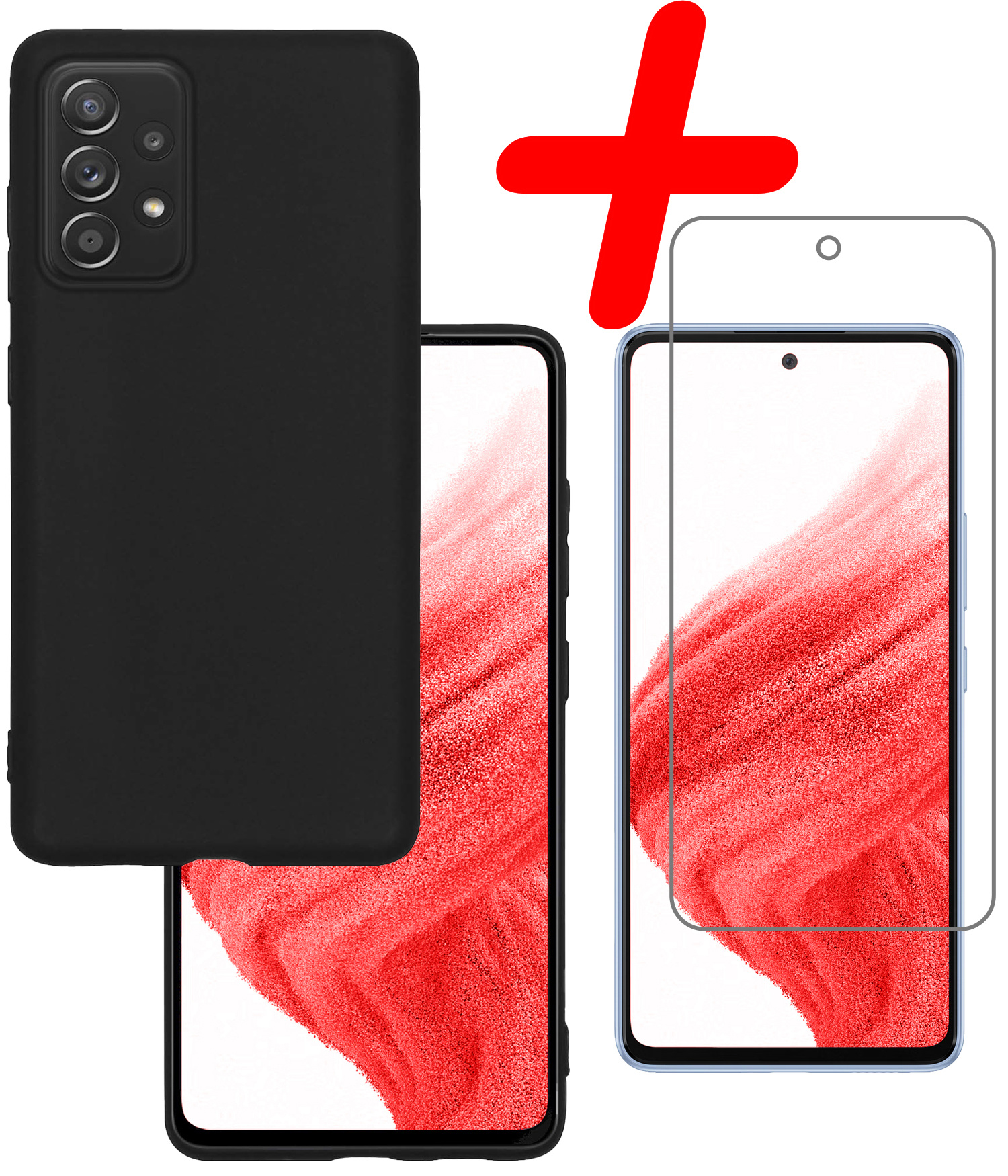 BASEY. Hoes Geschikt voor Samsung A53 Hoesje Siliconen Back Cover Case Met Screenprotector - Hoesje Geschikt voor Samsung Galaxy A53 Hoes Cover Hoesje - Zwart