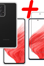 BASEY. Hoes Geschikt voor Samsung A53 Hoesje Siliconen Back Cover Case Met Screenprotector - Hoesje Geschikt voor Samsung Galaxy A53 Hoes Cover Hoesje - Transparant