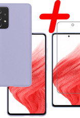 BASEY. Hoes Geschikt voor Samsung A53 Hoesje Siliconen Back Cover Case Met Screenprotector - Hoesje Geschikt voor Samsung Galaxy A53 Hoes Cover Hoesje - Lila