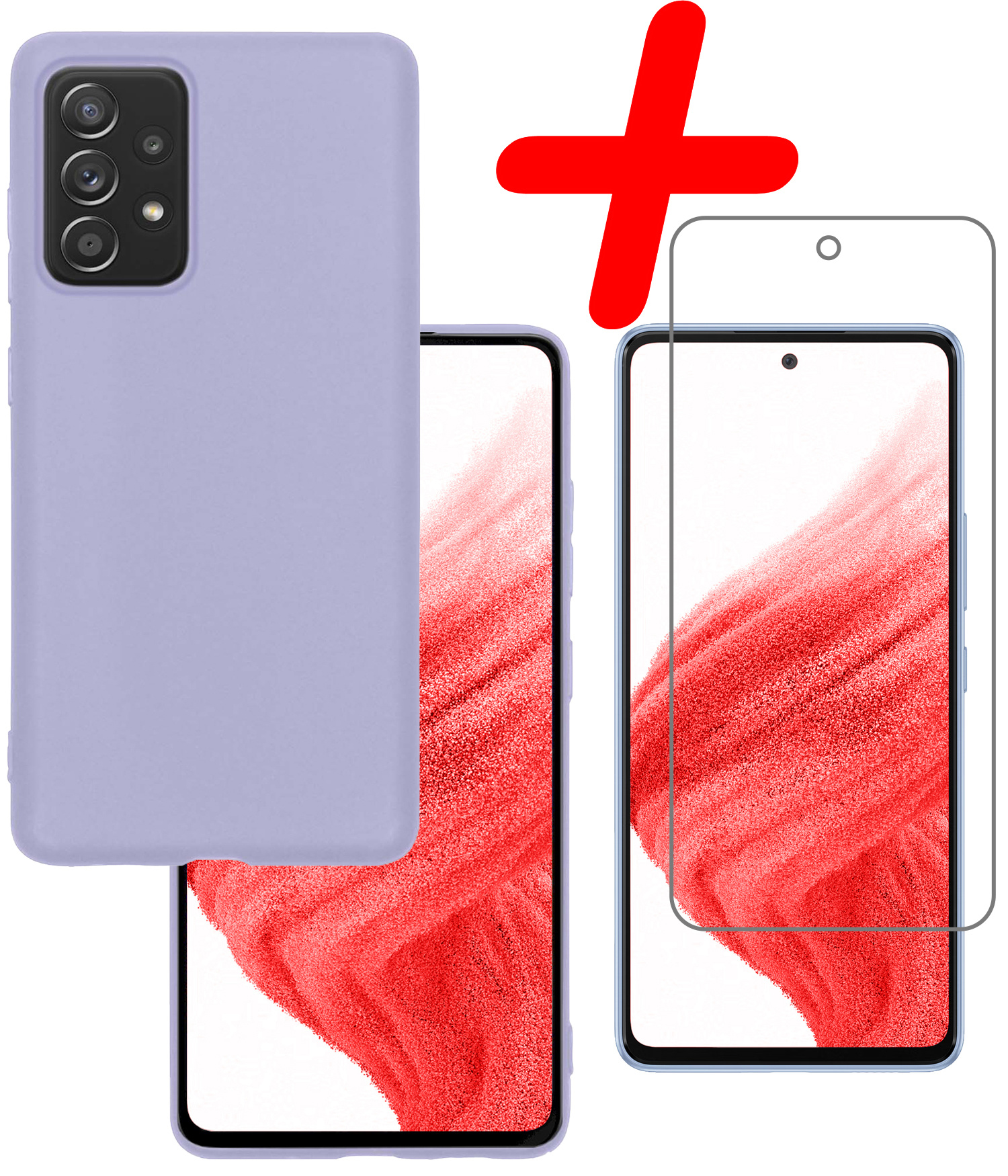 BASEY. Hoes Geschikt voor Samsung A53 Hoesje Siliconen Back Cover Case Met Screenprotector - Hoesje Geschikt voor Samsung Galaxy A53 Hoes Cover Hoesje - Lila