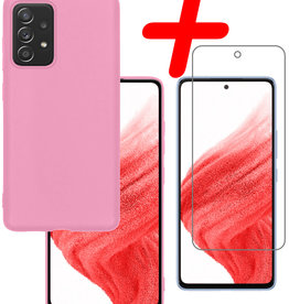 BASEY. BASEY. Samsung Galaxy A53 Hoesje Siliconen Met Screenprotector - Lichtroze
