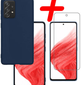 BASEY. BASEY. Samsung Galaxy A53 Hoesje Siliconen Met Screenprotector - Donkerblauw