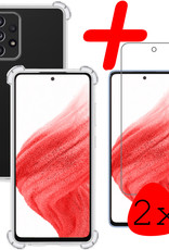 BASEY. Hoes Geschikt voor Samsung A53 Hoesje Shock Proof Case Hoes Siliconen Met 2x Screenprotector - Hoesje Geschikt voor Samsung Galaxy A53 Hoes Cover Shockproof - Transparant